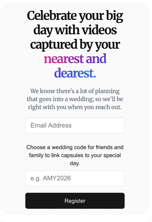 1. Create a unique wedding code for the big day